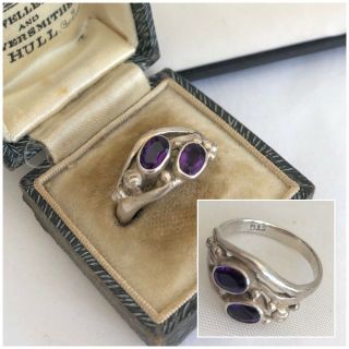 Vintage Jewellery 925 Silver Amethyst Purple Crystal Stone Ring Size S