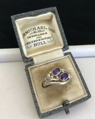 Vintage Jewellery 925 Silver Amethyst Purple Crystal Stone Ring Size S 2