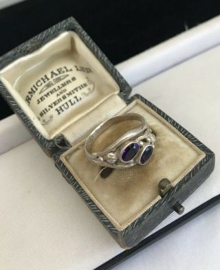 Vintage Jewellery 925 Silver Amethyst Purple Crystal Stone Ring Size S 4