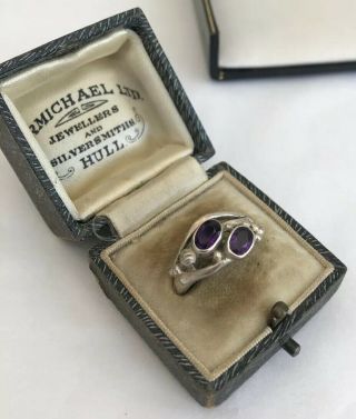 Vintage Jewellery 925 Silver Amethyst Purple Crystal Stone Ring Size S 5
