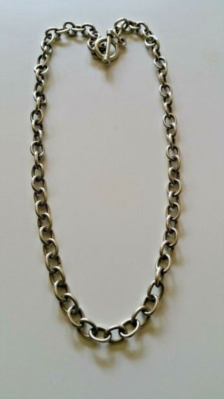 Vintage Mexican 925 Sterling Silver Toggle Clasp 17 " Necklace 38grams/1.  3oz