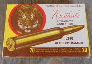 Vintage Weatherby.  340 Magnum Ammunition Box (empty)