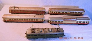 Vintage W.  Germany Marklin Ho Electric Locomotive Sbb 11414 & 4 Passenger Cars