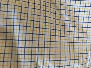 Vintage Ralph Lauren Full Fitted Sheet White Background Yellow Blue Plaid Check