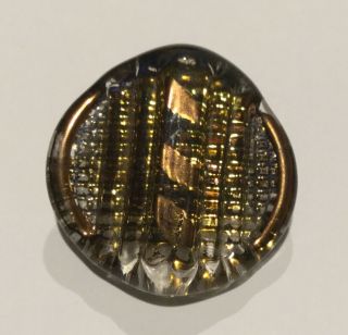 Vintage art glass Bimini Orplid type buttons 1950s gold copper lustre England X2 2