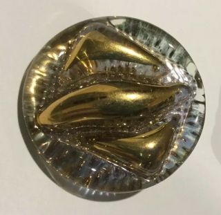 Vintage art glass Bimini Orplid type buttons 1950s gold copper lustre England X2 3