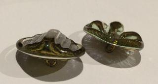 Vintage art glass Bimini Orplid type buttons 1950s gold copper lustre England X2 4