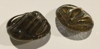 Vintage art glass Bimini Orplid type buttons 1950s gold copper lustre England X2 5