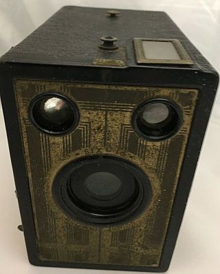 Old Vtg Brownie Junior Six - 20 Art Deco Design Box Camera Usa