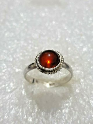 Stylish Fine Vintage Natural Baltic Amber Ring 925 Solid Silver Ring Size N N1/2