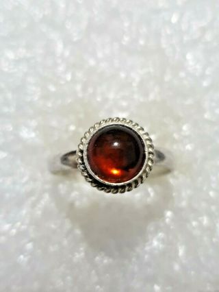 Stylish Fine Vintage Natural Baltic Amber ring 925 Solid Silver ring Size N N1/2 2