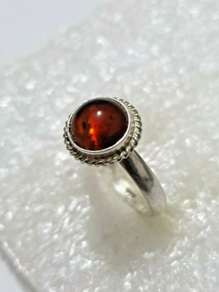 Stylish Fine Vintage Natural Baltic Amber ring 925 Solid Silver ring Size N N1/2 4