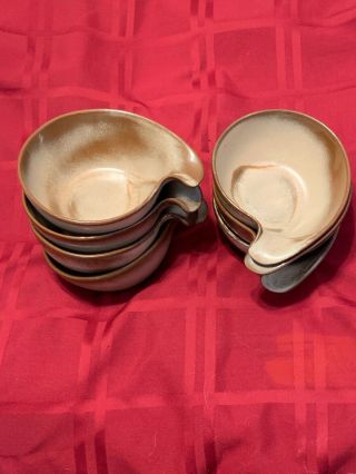 Set Of (7) Vintage Frankoma Pottery Cereal Soup Bowls Lugged Handle 4x Brown