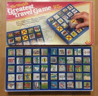 The World’s Greatest Travel Game Cube Road Bingo Matching Whitehall Vintage 1985