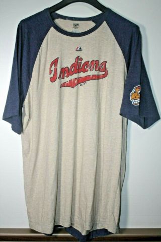 Vintage Chief Wahoo Cleveland Indians Majestic Jersey3/4 Sleeve T - Shirt Size 2xl