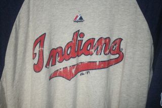 Vintage Chief Wahoo Cleveland Indians Majestic Jersey3/4 Sleeve T - shirt Size 2XL 2