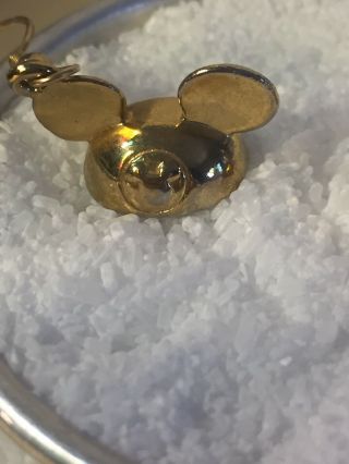 Vintage Gold Tone Mickey Mouse Ears Hat Dangle Pierced Earrings Signed Disney 2