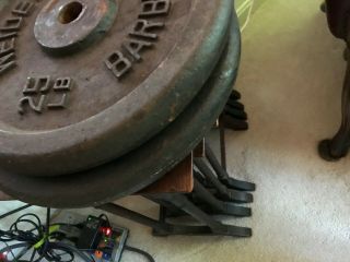 2 Vintage WEIDER 25 lb Barbell,  Dumbell Steel Weight Plate 1 inch bar 2