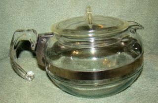 Vintage Pyrex 8126b Flameware Tea Coffee Pot With Lid Blue Tint 1940’s