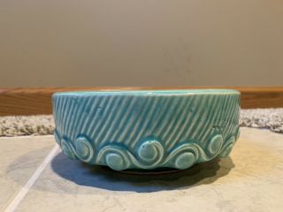 Vintage Mccoy Art Pottery Aqua Blue Green 7 " Planter Flower Pot Bowl Home Decor