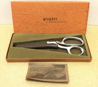 Vintage Gingher 8 " Scissors With Sheath,  Brasil,  G - 8 Kinife Edge