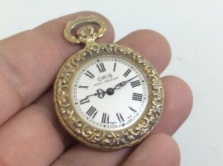 Antique Vintage Gold Ornate Oris Watch Co Mechanical Pocket Watch 7jewels