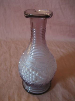 Vintage Imperial Glass Light Purple Grape Pattern Carafe Or Vase
