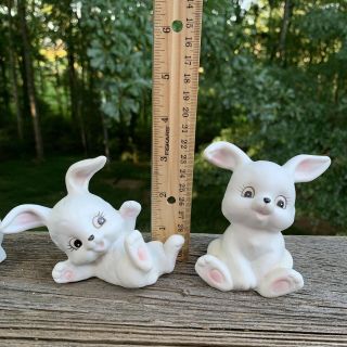 3 White Playful Tumbling Homco Bunny Rabbits Bunnies Figurines Easter Vintage 3