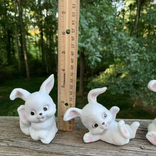 3 White Playful Tumbling Homco Bunny Rabbits Bunnies Figurines Easter Vintage 4