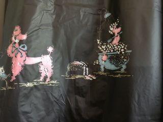 Scarce Vintage Mid - Century Pink Poodle Shower Curtain Black Vinyl 68”x68” 4