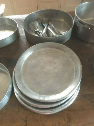 Vintage aluminum/tin Nesting Cooking Camp Set of Pots,  Pans,  Dishes,  Cups 3
