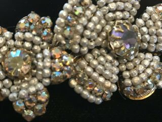 Vintage Signed Miriam Haskell Rhinestone Seed Pearl Brooch Pin Earrings Repair 7