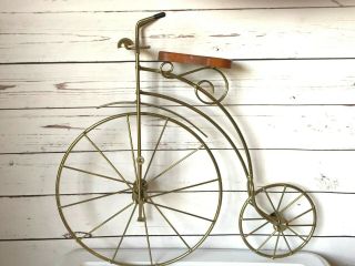 Vintage Retro Metal Wall Art Penny Farthing Bicycle Brass Victorian Decor Kitsch