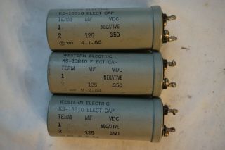 3pc Western Electric Ks - 13810 Capacitors 125uf 350v For Tube Amp 1954 1955