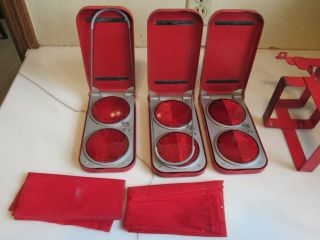 Vintage Set Of 3 Carry Case Arrow Safety Device Model N170 Reflecto - Flare