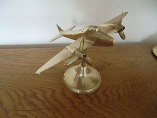 Vintage Solid Heavy Brass Ww2 Raf Mosquito Fighter/bomber Aircraft On Stand