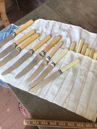 Set Of 18 Vintage Sheffield Knives Ivory