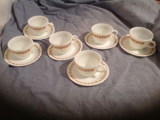 Vintage Corelle Pyrex Butterfly Gold 6 Cups - 6 Saucers