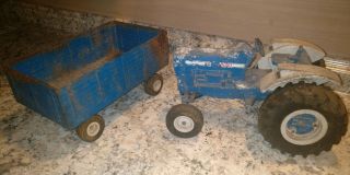 Vintage Ertl Ford 8000 Die Cast Metal Toy Tractor 1/12 Scale 3 Point Hitch Wagon