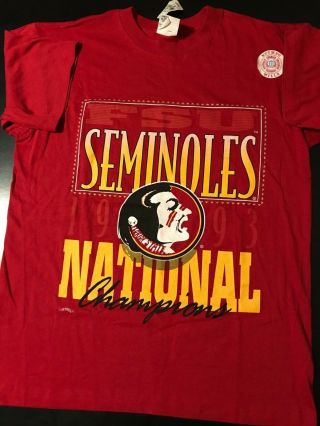 Vtg Nwt 90s 1993 Florida State Seminoles Football Championship T - Shirt Nutmeg