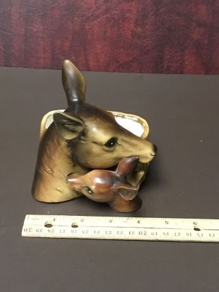 Vintage Deer And Fawn Small Vase/ Planter