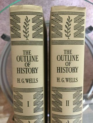 Vtg Hardback Books Hg Wells Outline Of History I & Ii 1961 Events 800bc - 1953