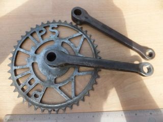Vintage Phillips Chainwheel And L/h Crank,  Bsa/rudge/humber