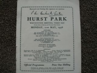 vintage Hurst park horse racing programmes 1950s/60s 2