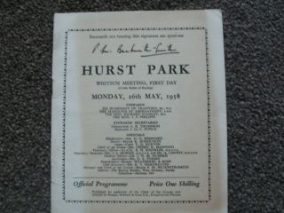 vintage Hurst park horse racing programmes 1950s/60s 5