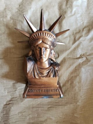 Vintage Bronze Metal Statue Of Liberty York Bank