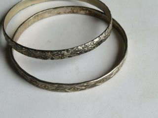 2 Vintage Sterling Silver Bangle Bracelets Jewelry (bb187)