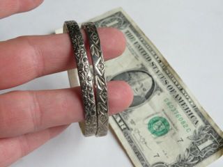 2 Vintage Sterling Silver Bangle Bracelets Jewelry (BB187) 3