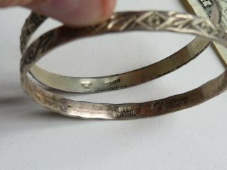 2 Vintage Sterling Silver Bangle Bracelets Jewelry (BB187) 4