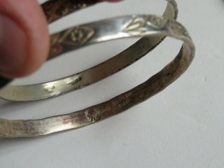 2 Vintage Sterling Silver Bangle Bracelets Jewelry (BB187) 5